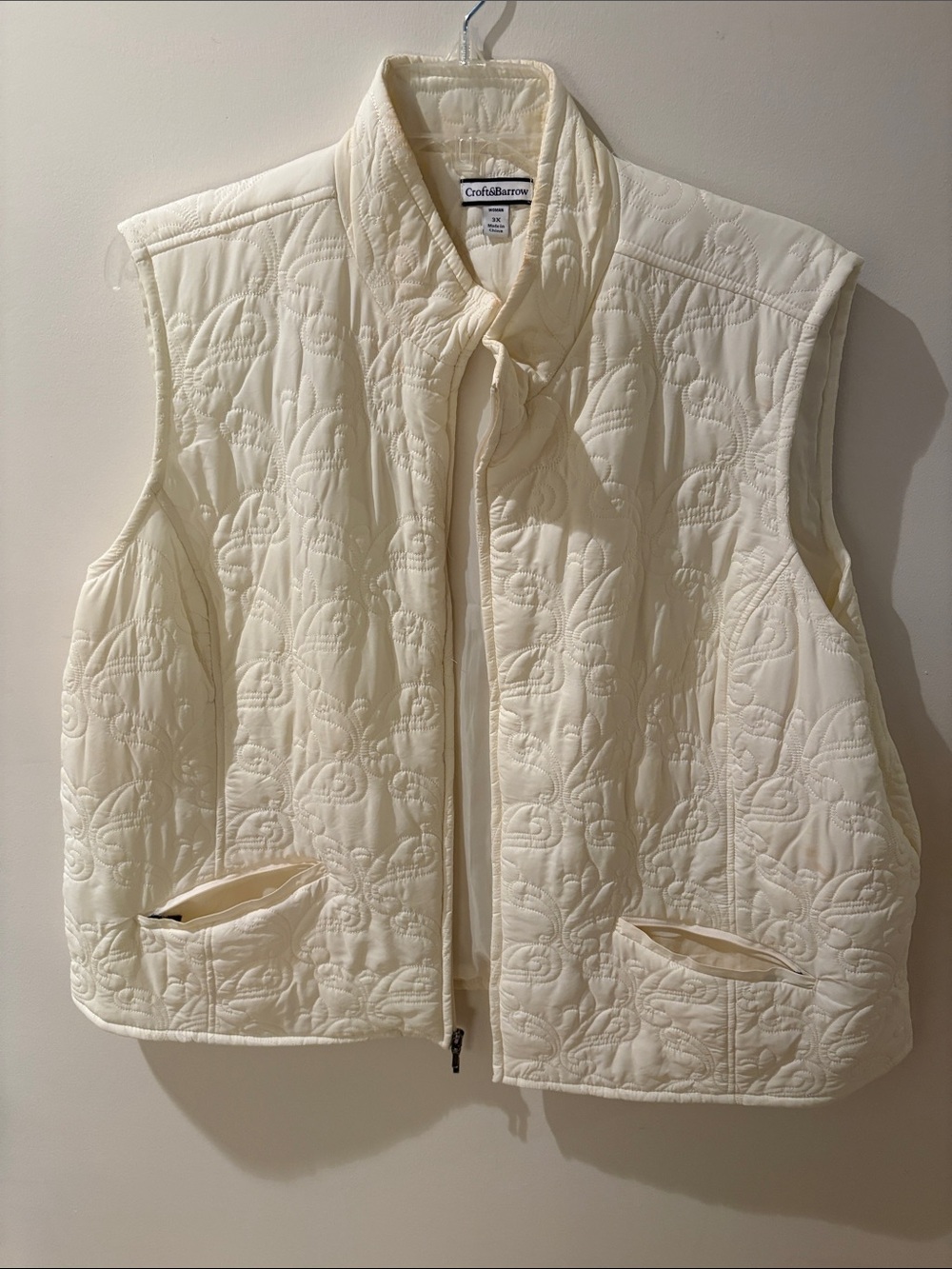 croft & barrow Ivory Quilted Sleeveless Vest